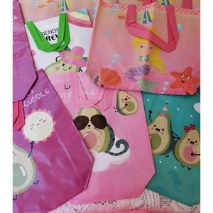 Tote/Reusable Bags Avocado&Mermaid Bundle Of 4 Pieces